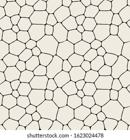 Vector seamless pattern. Monochrome organic shapes. Stylish structure of natural cells. Hand drawn abstract background.