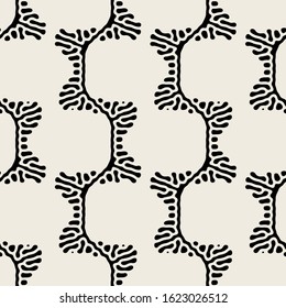Vector seamless pattern. Monochrome organic shapes. Stylish structure of natural cells. Hand drawn abstract background.