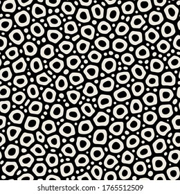 Vector seamless pattern. Monochrome organic rounded spots. Stylish structure of natural elements. Hand drawn abstract background. Can be used as swatch in Illustrator. Spotty monochrome print.