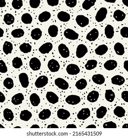 Vector seamless pattern. Monochrome organic shapes. Stylish structure of natural spots. Hand drawn abstract background. Can be used as swatch in Illustrator. Spotty monochrome print.
