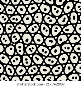 Vector seamless pattern. Monochrome organic shapes. Stylish structure of natural spots. Hand-drawn abstract background. Can be used as a swatch. Spotty monochrome print.