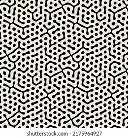 Vector seamless pattern. Monochrome organic shapes. Stylish spotty print. Abstract natural texture. Hand-drawn abstract background. Can be used as a swatch.