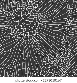 Vector Seamless Pattern. Monochrome Organic Shapes. Abstract Cell Background.