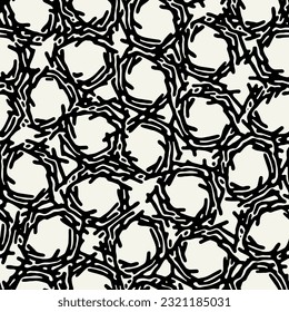 Vector seamless pattern. Monochrome organic elements. Stylish structure of natural spots. Hand drawn abstract background. Can be used as a swatch. Spotty monochrome print.