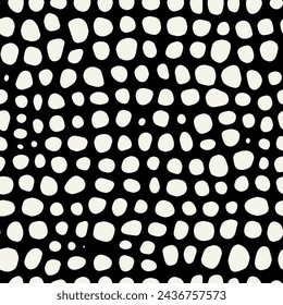 Vector seamless pattern. Monochrome organic shapes. Stylish structure of natural spots. Hand-drawn abstract background. Can be used as a swatch. Spotty monochrome print.