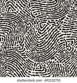 Vector seamless pattern. Monochrome organic shapes. Stylish structure of natural cells reminding fingerprints. Hand drawn abstract background.