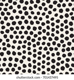Vector seamless pattern. Monochrome organic shapes. Stylish structure with freehand spots. Hand drawn abstract background.