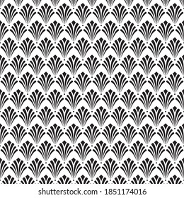 Vektornahtloses Muster. Einfarbige Ornament mit stilisierten Blättern. Geometrischer, stylischer Hintergrund. Zeitgenössisch wiederholende Textur. Modernes Grafikdesign.