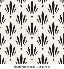 Vector seamless pattern. Monochrome ornament with stylized flowers. Geometric stylish background. Vector repeating texture. Modern graphic design.