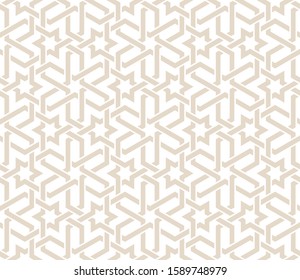 Vector seamless pattern with monochrome overlapping stripe elements. Abstract geometric texture in Arabic style. Stylish background with repeating geometric shapes.