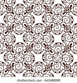 Vector seamless pattern of monochrome overlaying mandala