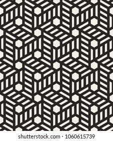 Vector seamless pattern with monochrome striped elements. Abstract geometric texture. Stylish background with  repeating geometric shapes.
