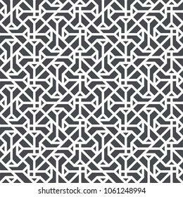 Vector seamless pattern with monochrome striped elements. Abstract geometric texture. Stylish background with  repeating geometric shapes.