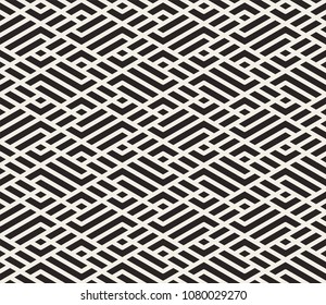 Vector seamless pattern with monochrome striped elements. Abstract geometric texture. Stylish background with  repeating geometric shapes.