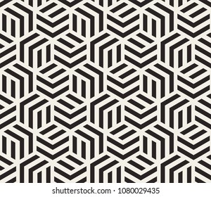 Vector seamless pattern with monochrome striped elements. Abstract geometric texture. Stylish background with  repeating geometric shapes.