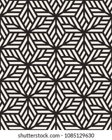 Vector seamless pattern with monochrome striped elements. Abstract geometric texture. Stylish background with  repeating geometric shapes.