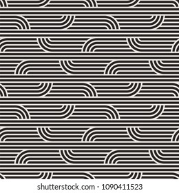 Vector seamless pattern with monochrome striped elements. Abstract geometric texture. Stylish background with  repeating geometric shapes.