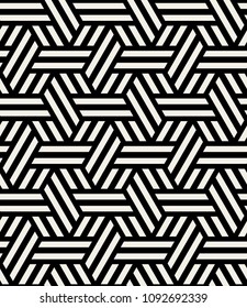 Vector seamless pattern with monochrome striped elements. Abstract geometric texture. Stylish background with  repeating geometric shapes.