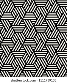 Vector Seamless Pattern Monochrome Striped Elements Stock Vector ...