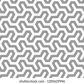 Vector seamless pattern with monochrome striped elements. Abstract geometric texture. Stylish background with  repeating geometric shapes.