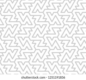 Vector seamless pattern with monochrome striped elements. Abstract geometric white texture. Stylish background with  repeating geometric shapes.