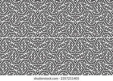 Vector seamless pattern with monochrome striped elements. Abstract geometric texture. Stylish background with repeating geometric shapes. eps 10