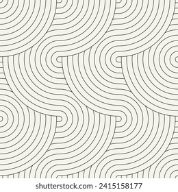 Vector seamless pattern. Monochrome texture with confused striped tape. Repeating geometric maze