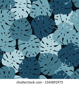 Vector seamless pattern from monstera leaves