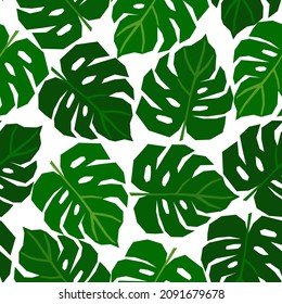 Vector seamless pattern with monstera leaves Urban jungle illustration