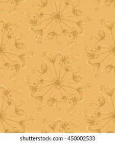 Vector seamless pattern with monstera leaves. Monochrome tropical background with hawaiian palm print. Repeating pattern with tropical leaves. Dandelion print.