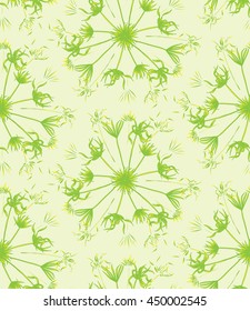 Vector seamless pattern with monstera leaves. Monochrome tropical background with hawaiian palm print. Repeating pattern with tropical leaves. Dandelion print.