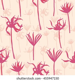 Vector seamless pattern with monstera leaves. Monochrome tropical background with hawaiian palms. 
