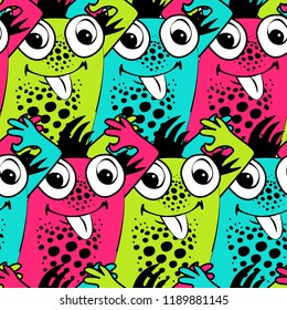 Vector seamless pattern with monsters 12
