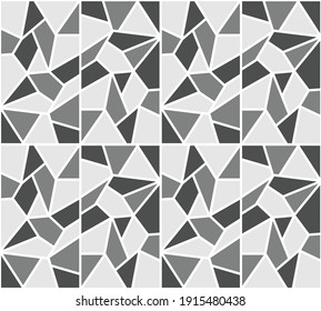 Vector seamless pattern with mosaic geometric design. This monochrome black and white pattern is suitable for interiors, backgrounds, ceramics, textiles. Can be downloaded as a swatch.