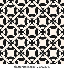 Vector seamless pattern with mosaic tiles. Black and white geometric floral ornament, abstract background texture with flower shapes, carved grid, lattice. Monochrome versatile repeat design element 
