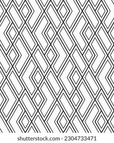 Vector seamless pattern. Mosaics motif. Tiles pattern. Geometric shapes, rhombuses pattern. Abstract seamless black and white vector background.