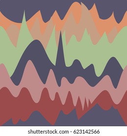 Vector seamless pattern with mountains, forest and rivers