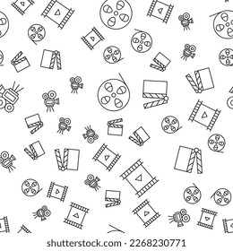 Vector seamless pattern of movie, filming and production is made of various element