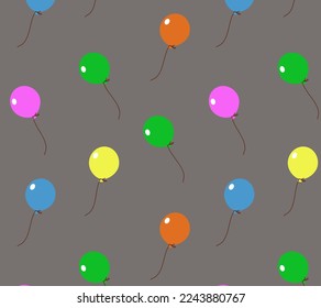 Vector seamless pattern with multicolor balloons. Abstract colorful background. Design concept for holidays birthday greeting cards, festival decoration, gift card.
