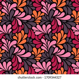 Vector seamless pattern with multicolor drops. Colorful abstract floral background.