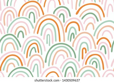 Vector Seamless Pattern multicolor  Irregular hand drawn arched Lines. Abstract Background 