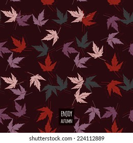 Vector seamless pattern multicolor maple leaves. Colorful foliage background. Enjoy autumn yellow backdrop. Leaf fall.