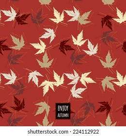 Vector seamless pattern multicolor maple leaves. Colorful foliage background. Enjoy autumn yellow backdrop. Leaf fall.