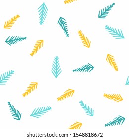 Vector seamless pattern with multicolor pine branches on white backdrop. Christmas background for wrapping paper, textile, wallpaper, card, poster. Happy new year banner design.