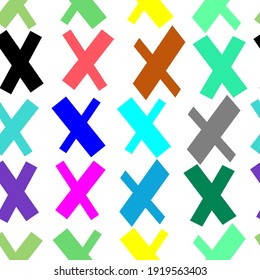vector seamless pattern multicolored crosses x on a background