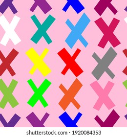 vector seamless pattern multicolored crosses x on a background