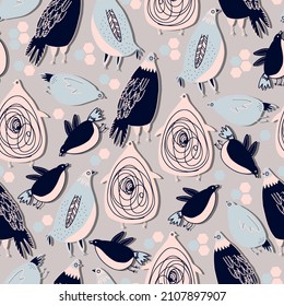 vector seamless pattern multicolored cute birds . 