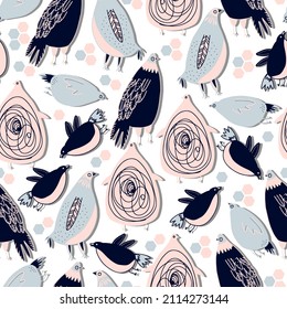 vector seamless pattern multicolored cute birds . 