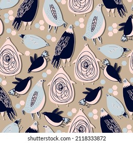 vector seamless pattern multicolored cute birds . 