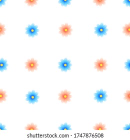 Vector seamless pattern with multi-colored flowers on a white background. Use in fabric, wrapping paper, wallpaper, bags, clothes, dishes, cases on smartphones and tablets.